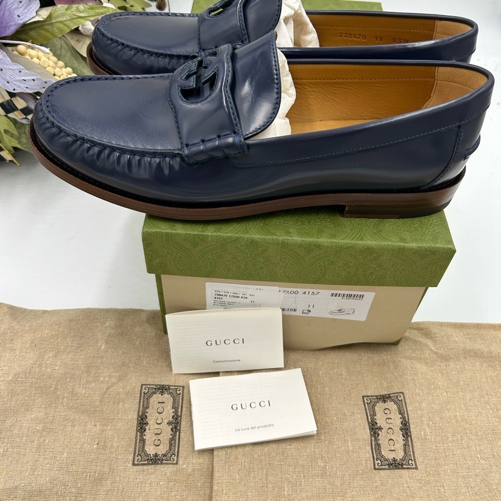 Men’s Gucci interlocking GG leather loafers size 11 made in Italy - Picture 4 of 9